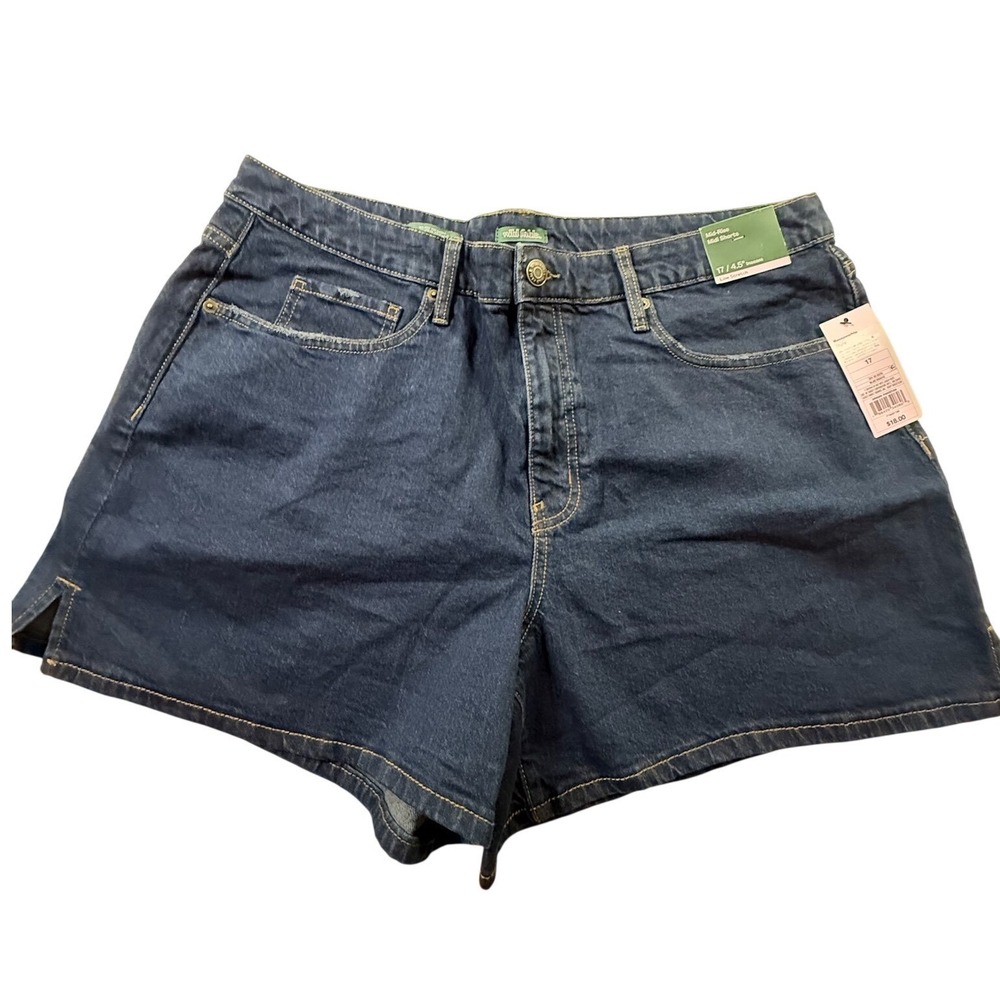 Wild Fable Womens Mid-Rise Midi Denim Shorts Dark Wash Size 17 4.5 Inseam NWT